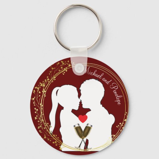 Verhoog een Toast naar de Happy Couple Elegance Sleutelhanger (Voorkant)