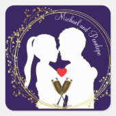 Verhoog een Toast naar de Happy Couple Elegance Vierkante Sticker (Voorkant)