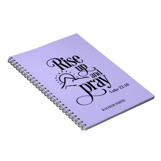 Verhoog en betaal Luke 22:46 Aangepast Paars gebed Notitieboek (Rechterzijde)