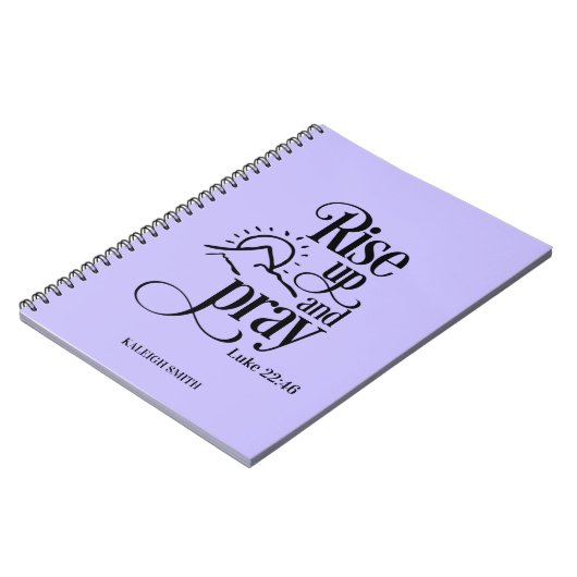 Verhoog en betaal Luke 22:46 Aangepast Paars gebed Notitieboek (Linkerzijde)