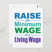Verhoog het minimumloon naar een leefbaar loon briefkaart (Voorkant / Achterkant)