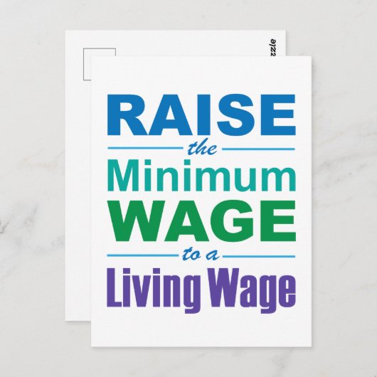 Verhoog het minimumloon naar een leefbaar loon briefkaart (Voorkant / Achterkant)