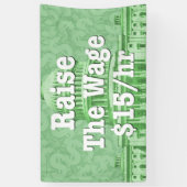 Verhoog het minimumloon spandoek (Verticaal)