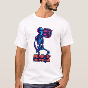 Verhoog het Volume – Neon Skelet Boombox Vibes T-shirt
