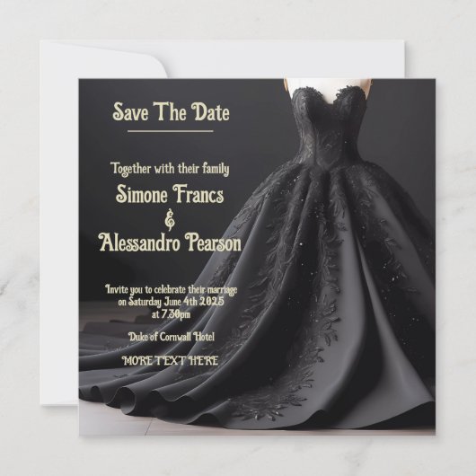 Verhoog je bruidsthema met Black Bold Elegance Aankondiging (Voorkant)