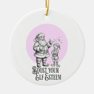 Verhoog je elf zelfbeeld punny kerstman leuke orna keramisch ornament