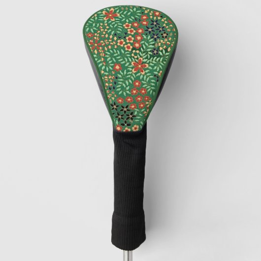 Verhoog je golfbeleving-groene Japanse bloemen Golfheadcover (Voorkant)