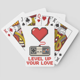 Verhoog Je Liefde, Retro Pixel Gameontwerp Pokerkaarten