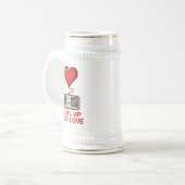 Verhoog Je Liefde, Retro Pixel Gaming Design Bierpul (Voorkant links)