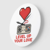 Verhoog Je Liefde, Retro Pixel Gaming Design Grote Klok (Hoek)