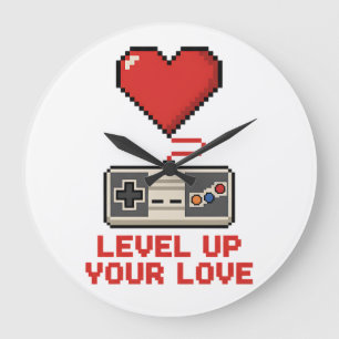 Verhoog Je Liefde, Retro Pixel Gaming Design Grote Klok