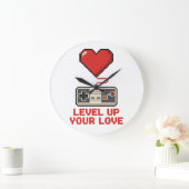 Verhoog Je Liefde, Retro Pixel Gaming Design Grote Klok (Huis)