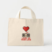Verhoog Je Liefde, Retro Pixel Gaming Design Mini Tote Bag (Voorkant)