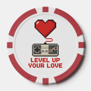 Verhoog Je Liefde, Retro Pixel Gaming Design Poker Chips