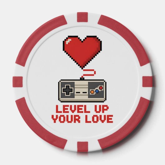 Verhoog Je Liefde, Retro Pixel Gaming Design Poker Chips (Voorkant)