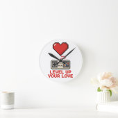 Verhoog Je Liefde, Retro Pixel Gaming Design Ronde Klok (Huis)