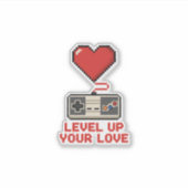 Verhoog Je Liefde, Retro Pixel Gaming Design Sticker (Voorkant)