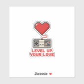 Verhoog Je Liefde, Retro Pixel Gaming Design Sticker (Vel)