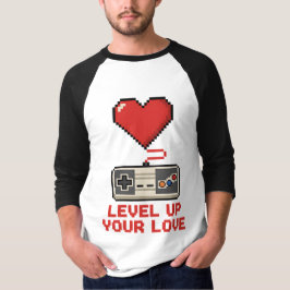 Verhoog Je Liefde, Retro Pixel Gaming Design T-shirt