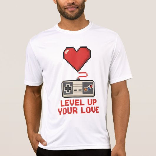 Verhoog Je Liefde, Retro Pixel Gaming Design T-shirt (Voorkant)