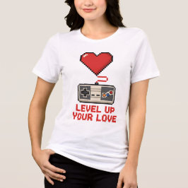 Verhoog Je Liefde, Retro Pixel Gaming Design Tri-Blend Shirt