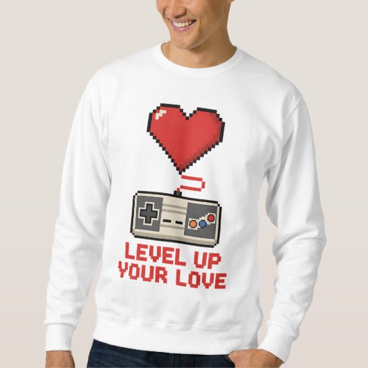 Verhoog Je Liefde, Retro Pixel Gaming Design Trui (Voorkant)