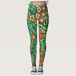 Verhoog je Vibes met Green Japanese Floral Leggings