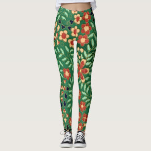 Verhoog je Vibes met Green Japanese Floral Leggings