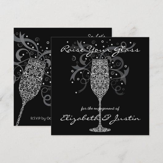 Verhoog uw glazen uitnodiging (Voorkant / Achterkant)