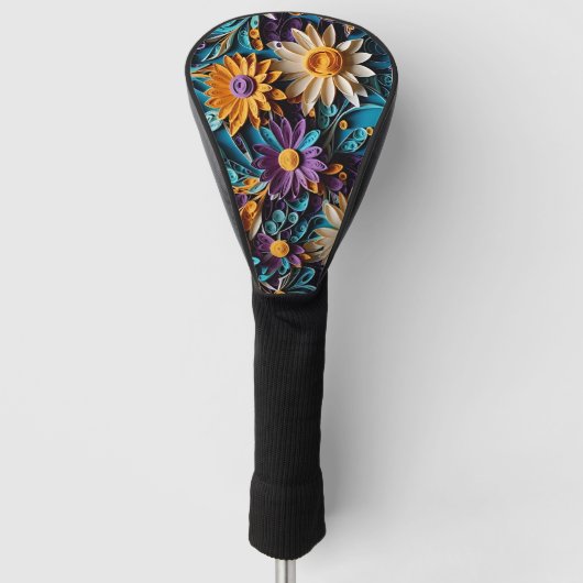Verhoog uw golfervaring: Kleurrijke bloemenkunst Golfheadcover (Voorkant)