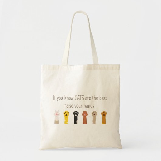Verhoog uw handen en katten zijn de beste vun quot tote bag (Voorkant)