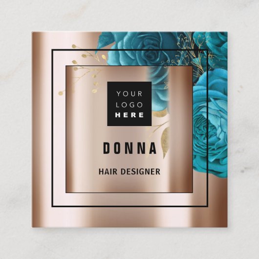 Verhoog uw merk met aangepaste Logo QR Code Roos Vierkante Visitekaartje (Voorkant)