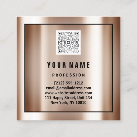 Verhoog uw merk met aangepaste Logo QR Code Roos Vierkante Visitekaartje (Achterkant)
