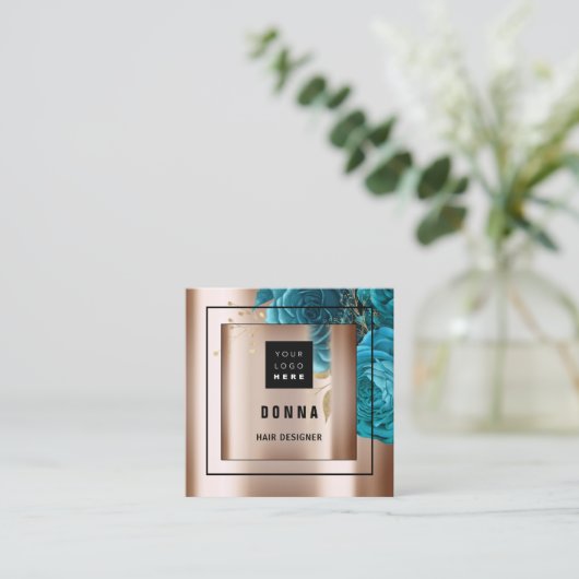 Verhoog uw merk met aangepaste Logo QR Code Roos Vierkante Visitekaartje (Staand voorkant)