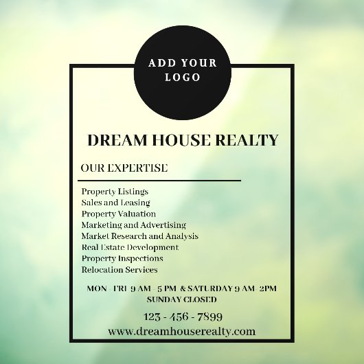 Verhoog uw merk met onroerend goed venster sticker (Vel 3)