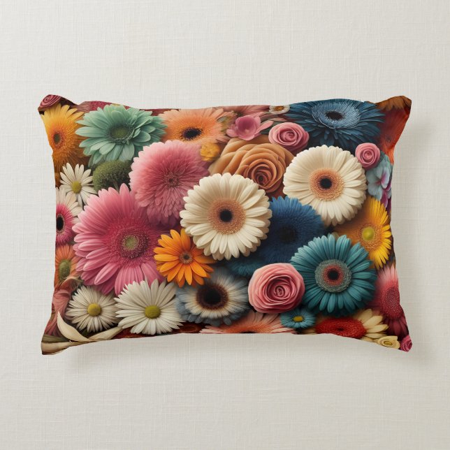 Verhoog uw ruimte Kleurrijke Gerbera Daisy Floral Accent Kussen (Voorkant)