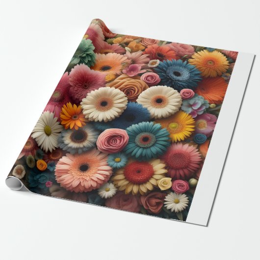 Verhoog uw ruimte Kleurrijke Gerbera Daisy Floral Cadeaupapier (Uitgerold)