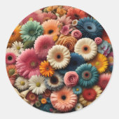 Verhoog uw ruimte Kleurrijke Gerbera Daisy Floral Ronde Sticker (Voorkant)