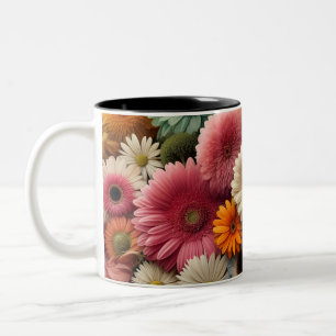 Verhoog uw ruimte Kleurrijke Gerbera Daisy Floral Tweekleurige Koffiemok