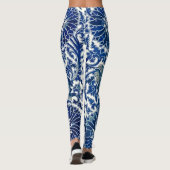 Verhoog uw stijl: Blauw Bloemen & Chinees Ornament Leggings (Achterkant)