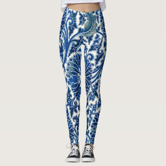 Verhoog uw stijl: Blauw Bloemen & Chinees Ornament Leggings