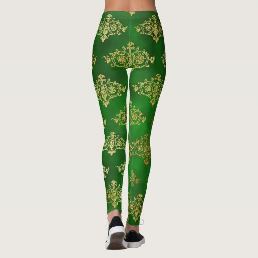 Verhoog uw stijl met glinsterende gouden & groene  leggings (Achterkant)
