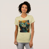 Verhoog uw stijl met kattenkubisme kunst t-shirt (Voorkant volledig)