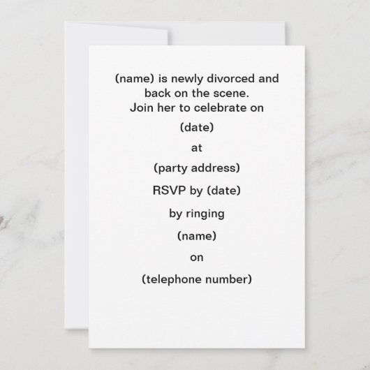 Verhoog uw uitnodiging voor Glass Divorce (Achterkant)