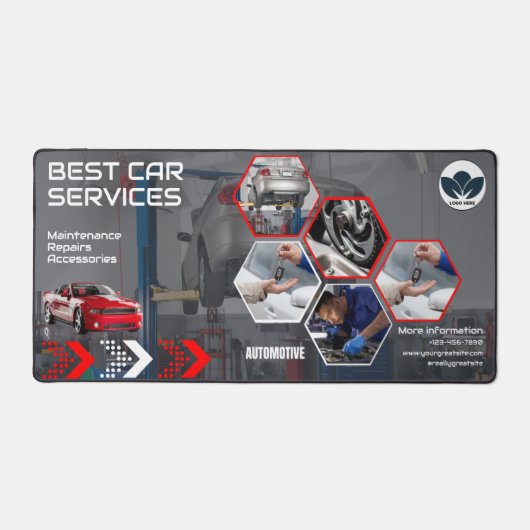 Verhoog uw werkruimte: Custom Black & Red Auto Bureaumat (Voorkant)