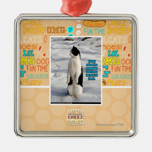 Verhoogd door pinguïns metalen ornament (Voorkant)