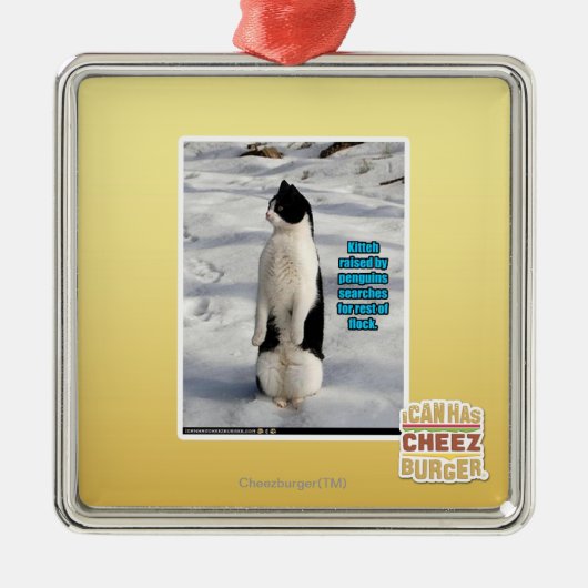 Verhoogd door pinguïns metalen ornament (Voorkant)