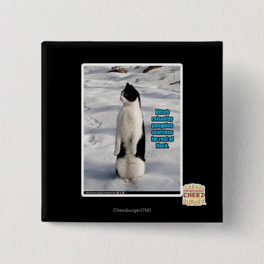 Verhoogd door pinguïns vierkante button 5,1 cm (Voorkant)