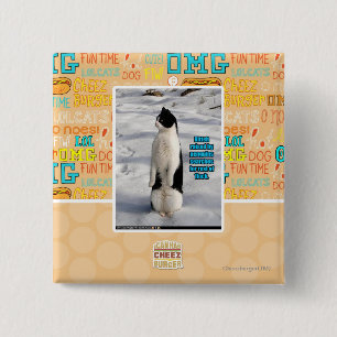 Verhoogd door pinguïns vierkante button 5,1 cm
