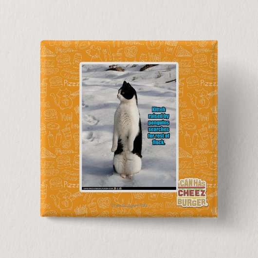 Verhoogd door pinguïns vierkante button 5,1 cm (Voorkant)